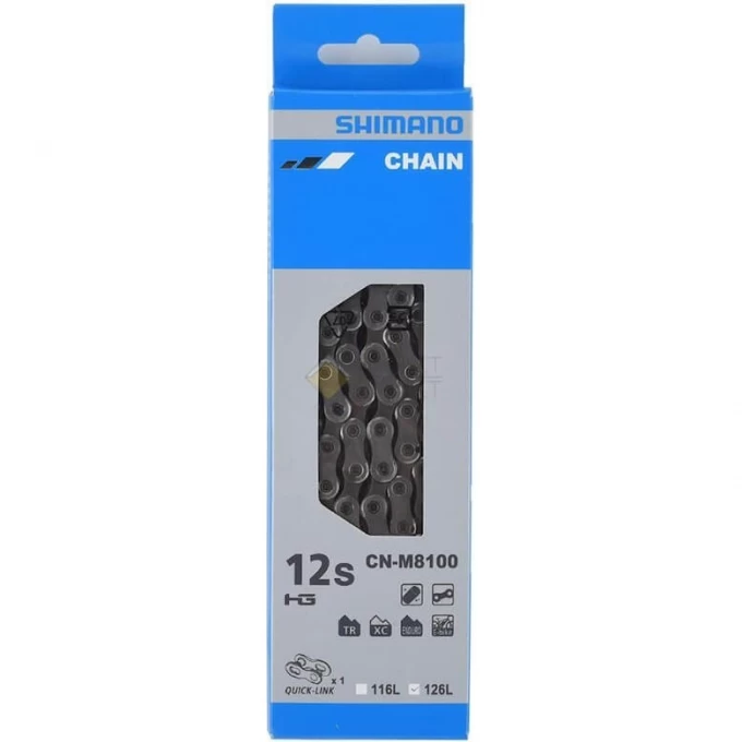 Цепь SHIMANO XT, M8100, 11/12 скоростей, 126 звеньями, с замком ICNM8100126Q